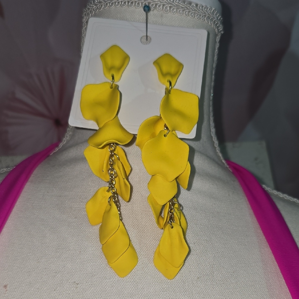 Yellow Petal Drop Earrings